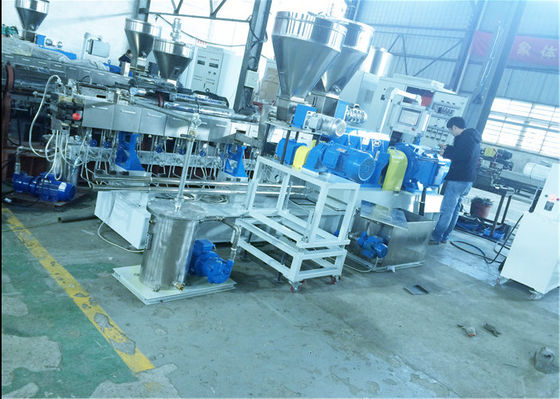 中国 高いのトルク注入口マスターバッチのための繊維のペレタイジングを施すシステムが付いている二重ねじ押出機 サプライヤー